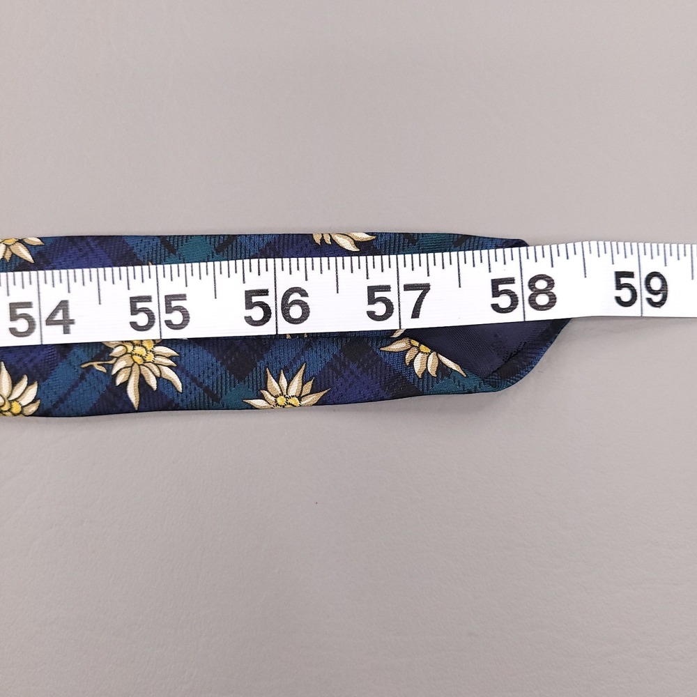 Brooks Brothers Makers Merchants Tie Mens Green Blue Plaid Flower Silk USA - Picture 5 of 6